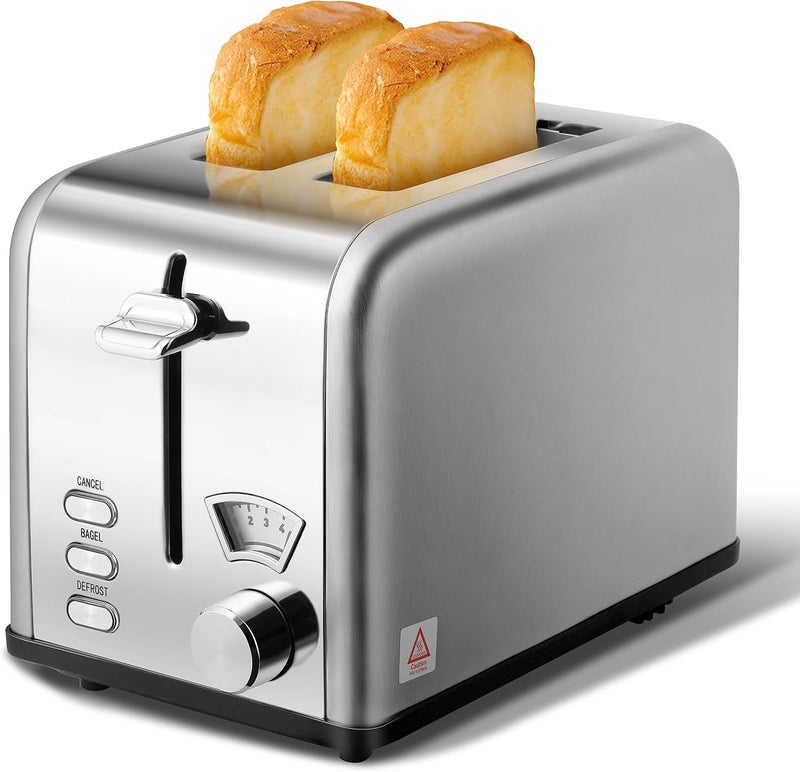 YSSOA 2-Slice Toaster with Extra Wide Slot & Removable Crumb Tray, 5 Browning Setting and 3 Function: Bagel/Defrost/Cancel, Retro Stainless-Steel Style, for Bread & Waffle, Silver - Image 1